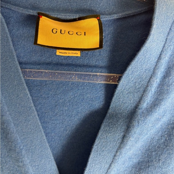Gucci Blue V-Neck Cardigan Cashmere Sweater - Picture 3 of 8